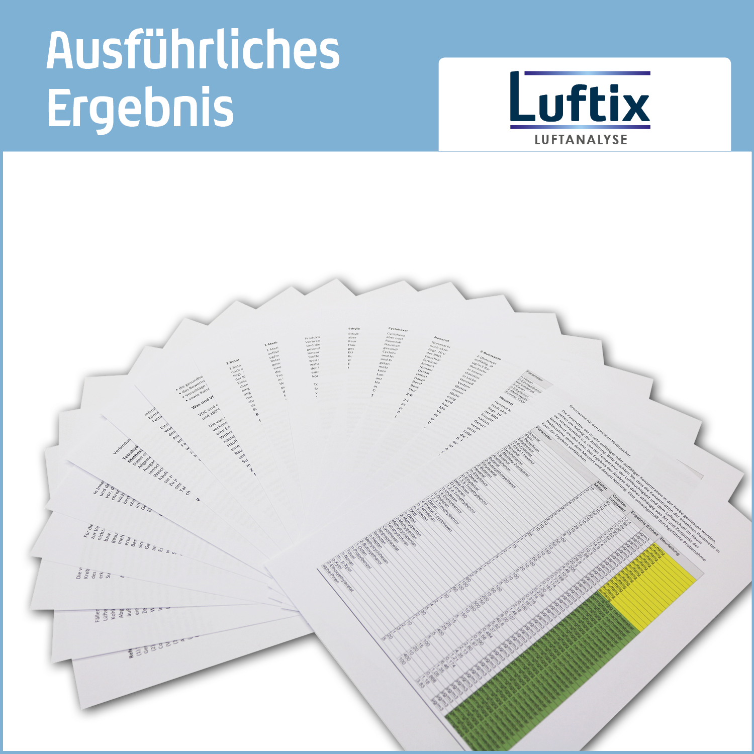 Luftanalyse - Ausführliches Ergebnis